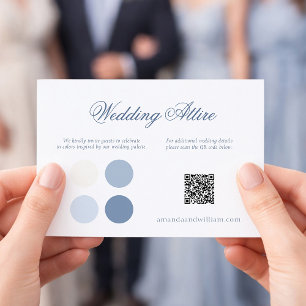 Carte de tenue de mariage bleu poussiéreux avec QR