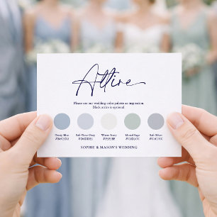 Carte de tenue de mariage bleu poussiéreux Tenue