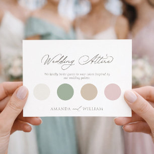 Carte de tenue de mariage élégante avec palette de