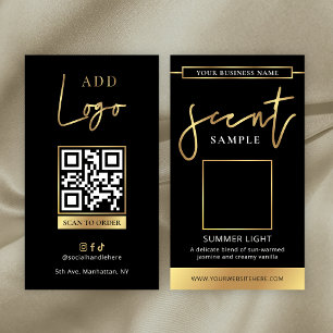 Carte de testeur de parfum à bougie noir or