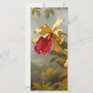Carte de tête d'orchidées et de colibris