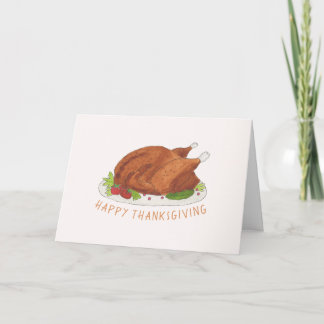 Carte de Thanksgiving à l'aquarelle pour dinde rôt