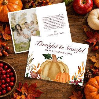Carte de Thanksgiving aquarelle Citrouille Automne