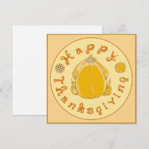 Carte de Thanksgiving avec dinde et 2 tartes en po