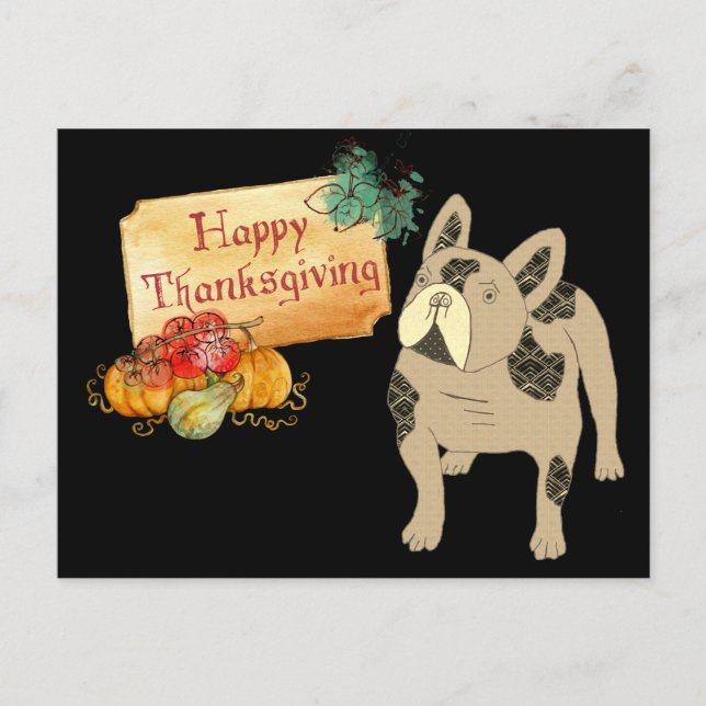 Carte de Thanksgiving Bouledogue Français (Devant)
