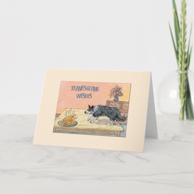 Carte de thanksgiving, chien de border collie avec (Devant)
