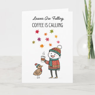 Carte de Thanksgiving cosy avec dinde et café