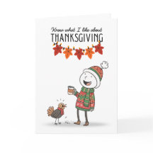 Carte de Thanksgiving Doodle avec café & dinde