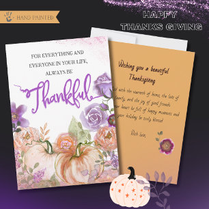 Carte de Thanksgiving florale à la citrouille pour
