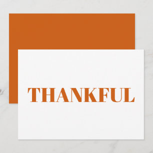 Carte de Thanksgiving moderne orange et blanc reco