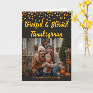 Carte de Thanksgiving pliée avec lettrage personna