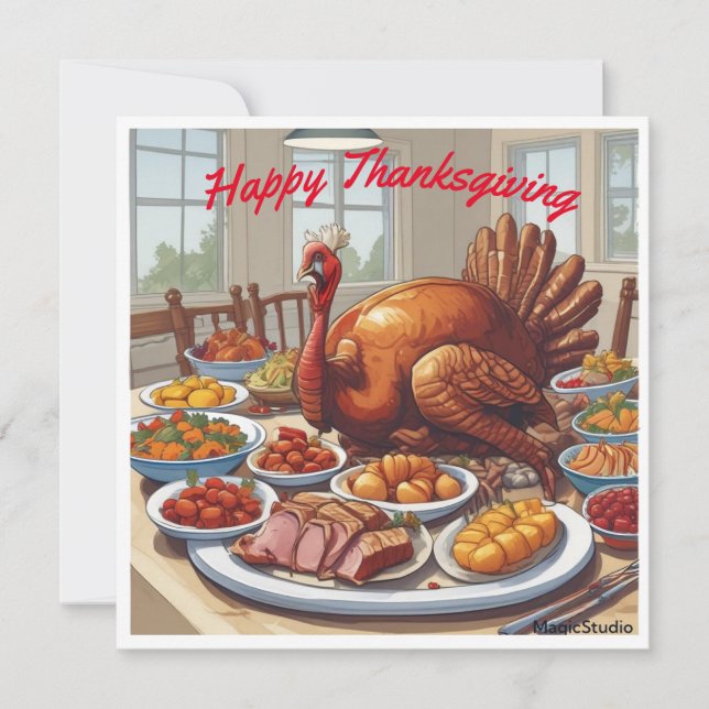 Carte de Thanksgiving pour dîner de dinde téléchar (Devant)
