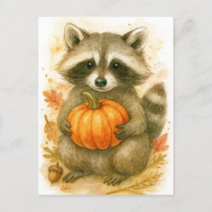 Carte de Thanksgiving Raton Laveur avec Citrouille