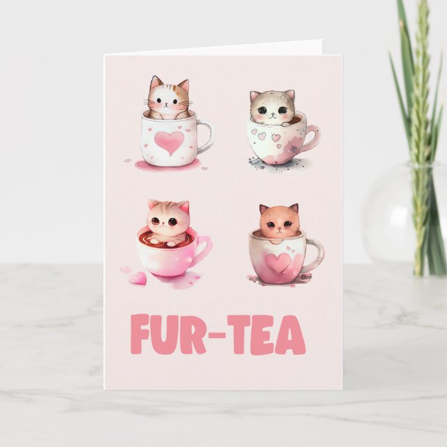 Carte de thé à la fourrure mignonne 30e anniversai (Devant)