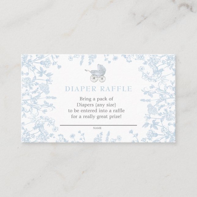 Carte de tombola à couche florale Blue Chinoiserie (Devant)