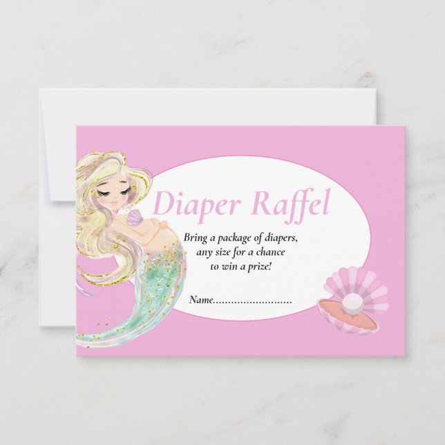 Carte de tombola couche Sirène Rose pour Baby Show (Devant)
