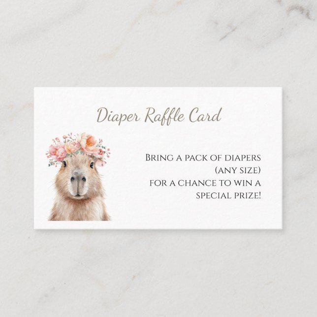 Carte de tombola de couches • Baby Shower Capybara (Devant)