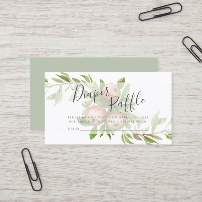 carte de tombola de couches de pommes d'aquarelle (Devant/Arrière en situation)