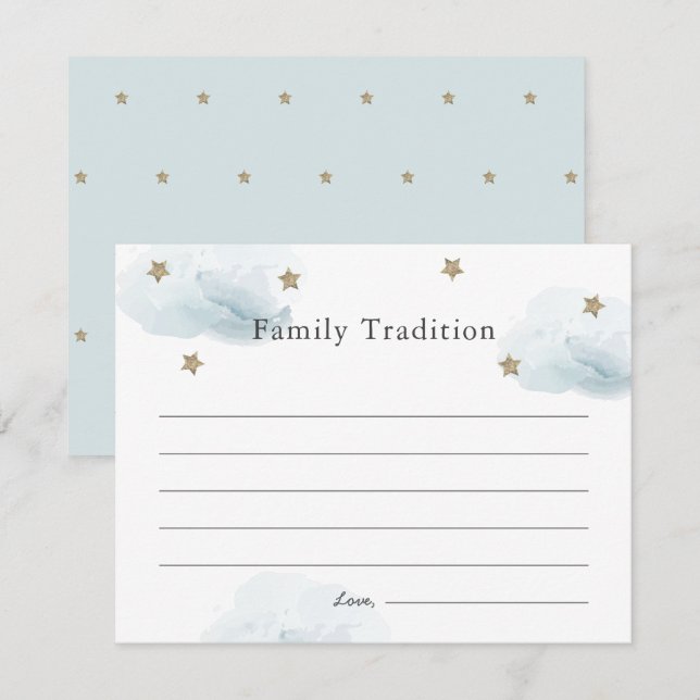 Carte de tradition familiale Baby shower Stars & C (Devant / Derrière)