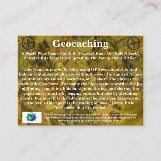 Carte de traînée de Geocaching - par : WV petit (Devant)