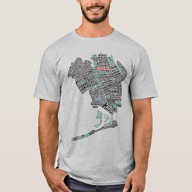 Carte de typographie de Queens New York T-Shirt (Devant)