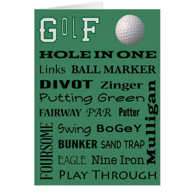 Carte de typographie GOLF (Devant)