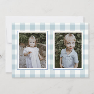 Carte de vacances à carreaux bleus en gingham