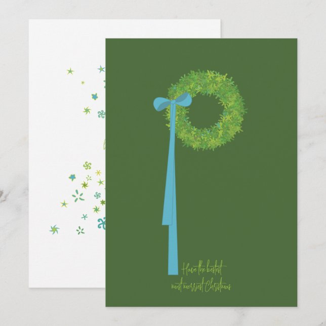 Carte de vacances à couronne et ruban (Devant / Derrière)