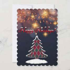 Carte de vacances À damiers Noël Arbre plat