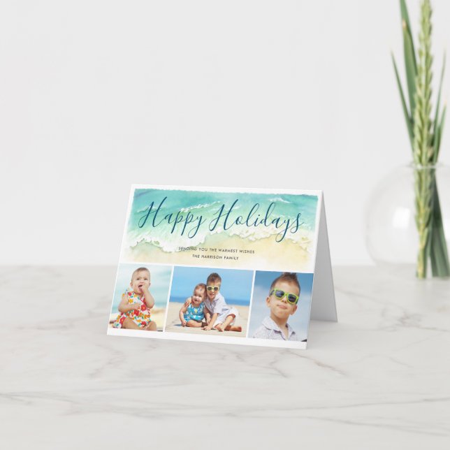 Carte de vacances à la plage pliée 3 photos pour l (Devant)