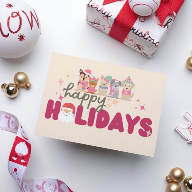 Carte de vacances à plat pour chien en famille ou  (Créateur téléchargé)