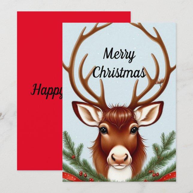 Carte de vacances appartement Deer Portrait (Devant / Derrière)