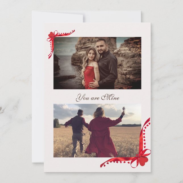 Carte de vacances au cadre photo en ruban rouge (Devant)