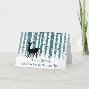 Carte de vacances aux cerfs et aux bouleaux blancs
