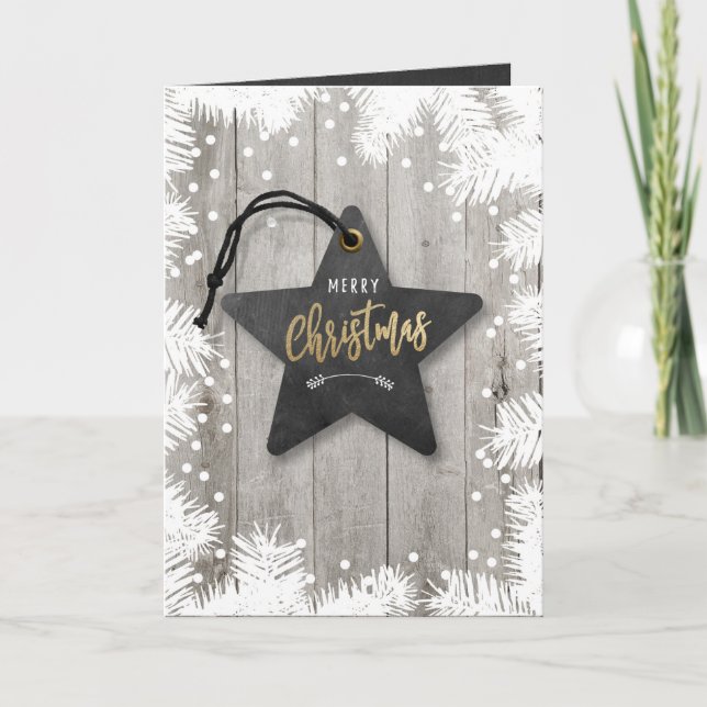 Carte de vacances avec logo Rustic Wood Snow (Devant)