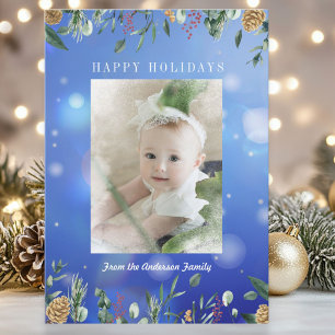 Carte de vacances avec photo de flore hivernale et