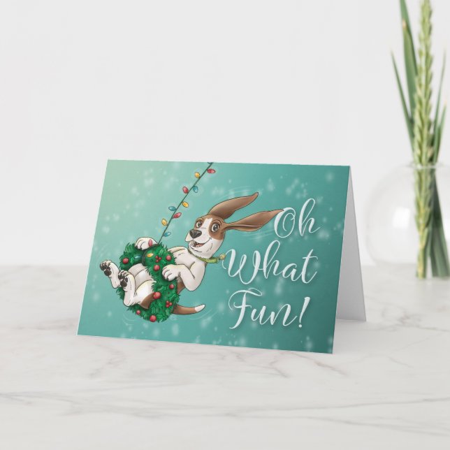 Carte de vacances Basset Hound - Oh What Fun! (Devant)