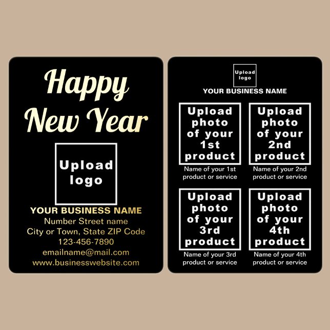 Carte de vacances Black Business Marque pour le No (Black business brand with products or services on New Year foil holiday card.)