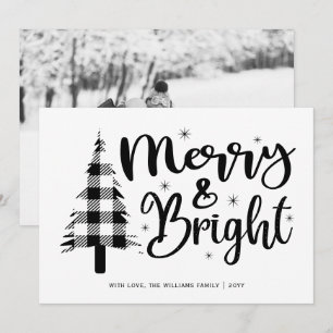 Carte de vacances Black White Merry et Bright Phot
