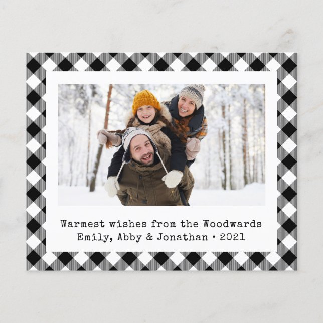 Carte de vacances Black White Plaid (Devant)