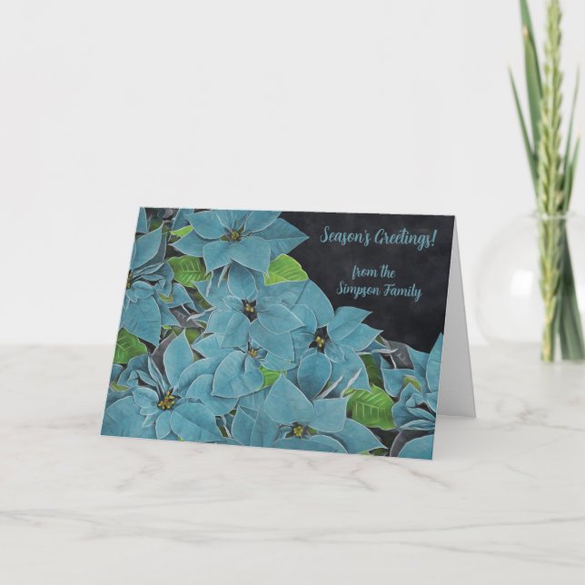 Carte de vacances Blue Poinsettia non traditionnel (Devant)
