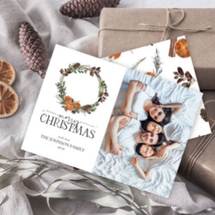 Carte de vacances Boho Winter Citrus Wreath Photo