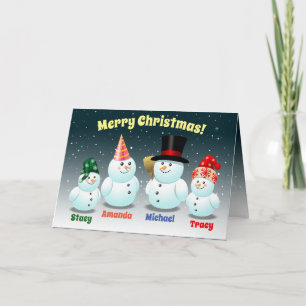 Carte de vacances Bonne Famille des Snowmen
