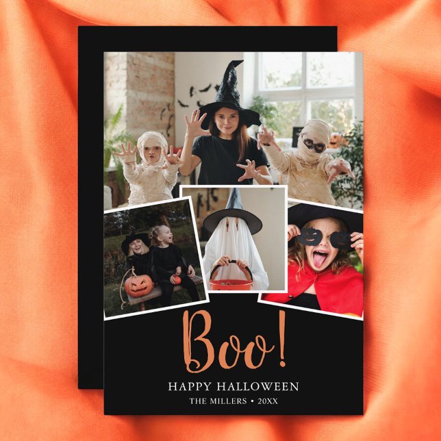Carte de vacances Boo Halloween Black Photo modern (Créateur téléchargé)