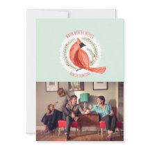 Carte de vacances Cardinal Peint Wreath
