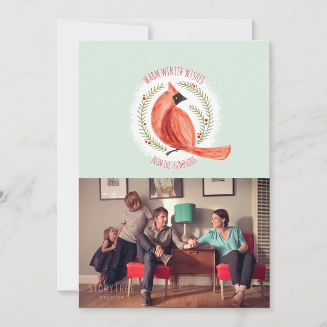 Carte de vacances Cardinal Peint Wreath (Devant)