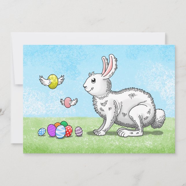 Carte de vacances Chasse aux Oeufs du lapin de Pâq (Devant)