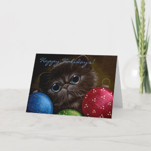 CARTE DE VACANCES CHAT BLUE PERSIAN KITTEN