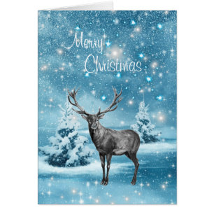 Carte de vacances Christmas Deer Elk Winter Sparki