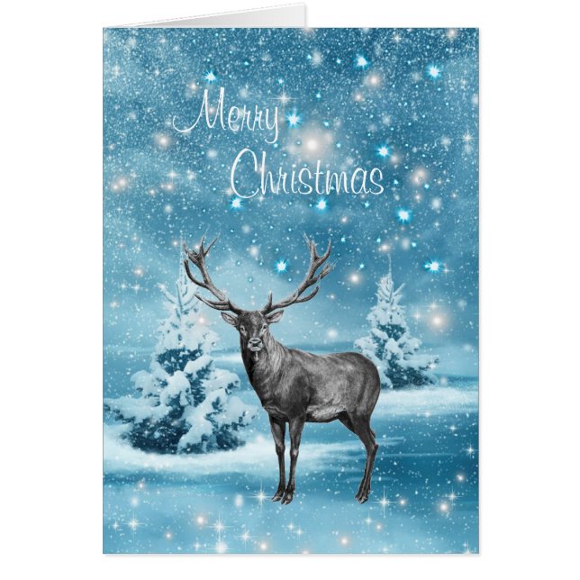 Carte de vacances Christmas Deer Elk Winter Sparki (Devant)